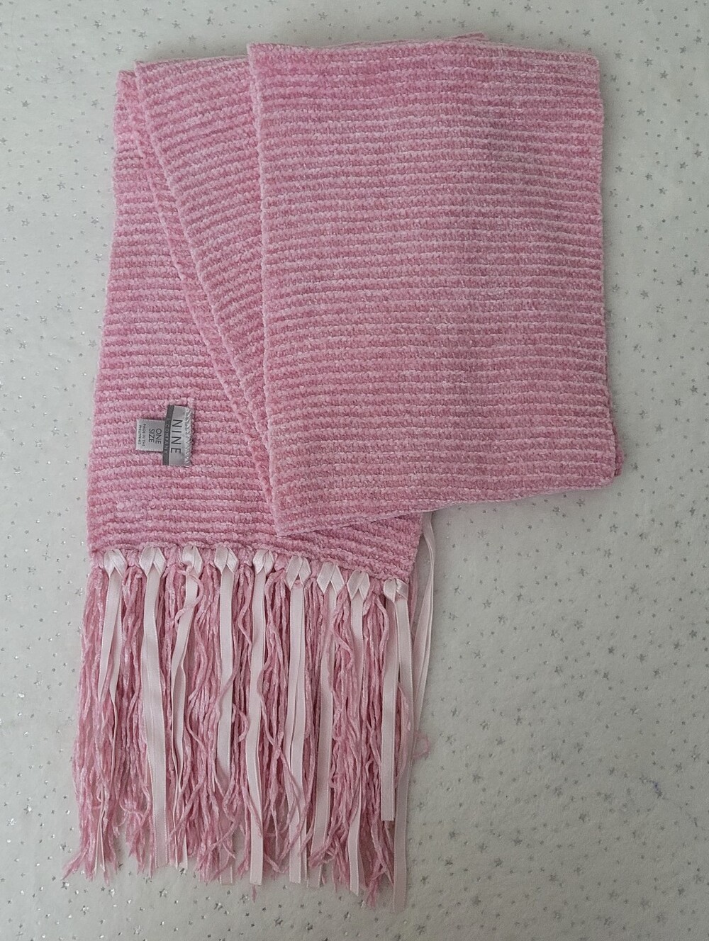 Nine West Pink Knit Fringe Scarf